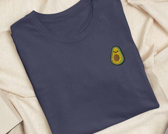 Camiseta Kawaii Abacate Bordada: Algodão Leve, Caimento Unissex