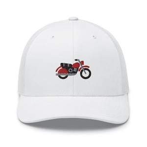 Moped Embroidered Trucker Hat: Structured Retro Cap with Mesh Back
