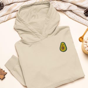 Kawaii Avocado Embroidered Hoodie: Heavy Blend Cotton-Poly, Unisex Fit