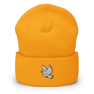 Peace Dove Embroidered Cuffed Beanie: Cozy Unisex Winter Cap