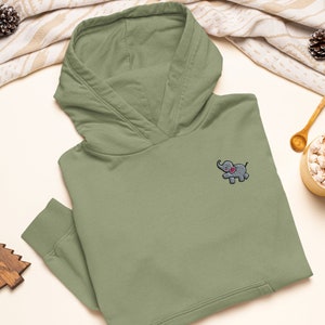 Hoodie van zware mix babyolifant geborduurd - stijlvol zacht katoen - verschillende kleuren