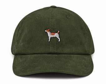 Jack Russell Terrier  Embroidered Corduroy Hat - 100% Cotton Corduroy in Variety of Colors Wardrobe Essential