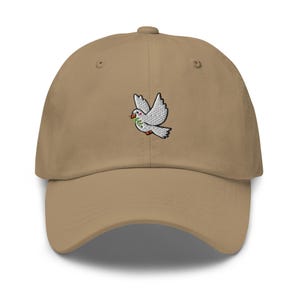 Gorra de papá bordada con paloma de la paz: gorra unisex ajustable de sarga de algodón chino