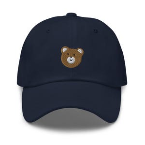 Brown Mr. Teddy Bear Embroidered Dad Cap: Chino Cotton Twill Adjustable Unisex Hat