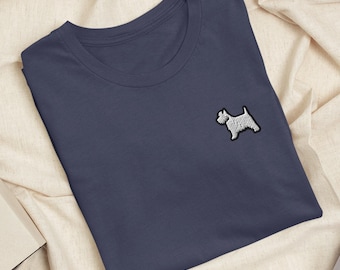 West Highland White Terrier Embroidered T-Shirt: Lightweight Cotton, Unisex Fit
