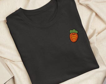 Kawaii Baby Carrot Embroidered T-Shirt: Lightweight Cotton, Unisex Fit