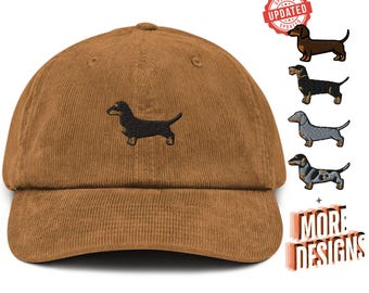 Dachshund Embroidered Corduroy Hat - 100% Cotton Corduroy in Variety of Colors & Designs Wardrobe Essential