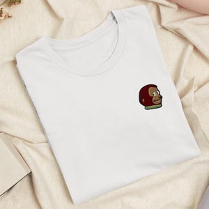 Awkward Side Eye Monkey Embroidered T-Shirt: Lightweight Cotton, Unisex Fit