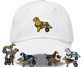 Your Disabled Dog Custom Wheelchair Dog Embroidered Dad Cap: Chino Cotton Twill, Adjustable Unisex Hat