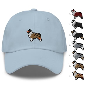 Australian Shepherd Dog Embroidered Dad Cap: Chino Cotton Twill Adjustable Unisex Hat