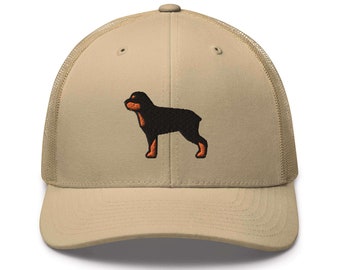 Rottweiler  Embroidered Retro Trucker Hat - Structured with Mesh Back in Variety of Colors