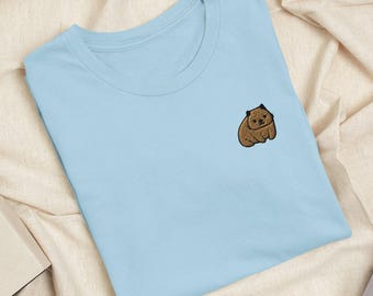Cute Wombat Embroidered T-Shirt with Comfortable Stretch - Soft, Lightweight, Variety of Colors