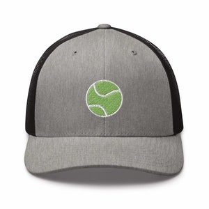 Tennis Ball Embroidered Retro Trucker Hat - Structured with Mesh Back in Variety of Colors