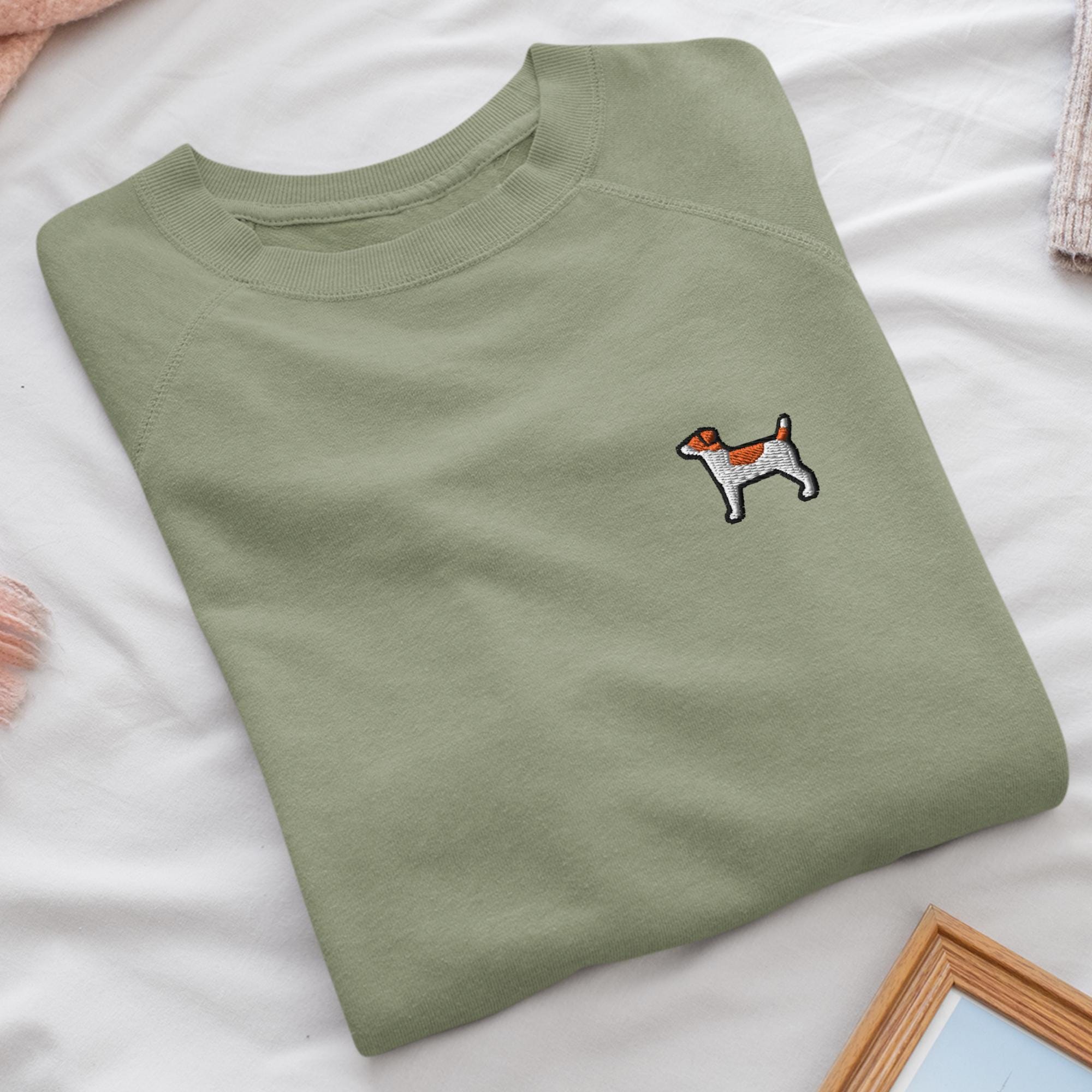 ジャック・ラッセル・テリア刺繍クルーネックスウェットシャツ