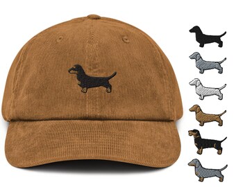 Dachshund Embroidered Corduroy Hat - 100% Cotton Corduroy in Variety of Colors Wardrobe Essential