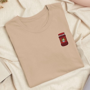 Asian Chili Condiment Jar Embroidered T-Shirt: Lightweight Cotton, Unisex Fit