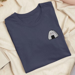 Kawaii Onigiri Embroidered T-Shirt with Comfortable Stretch - Soft, Lightweight, Variety of Colors