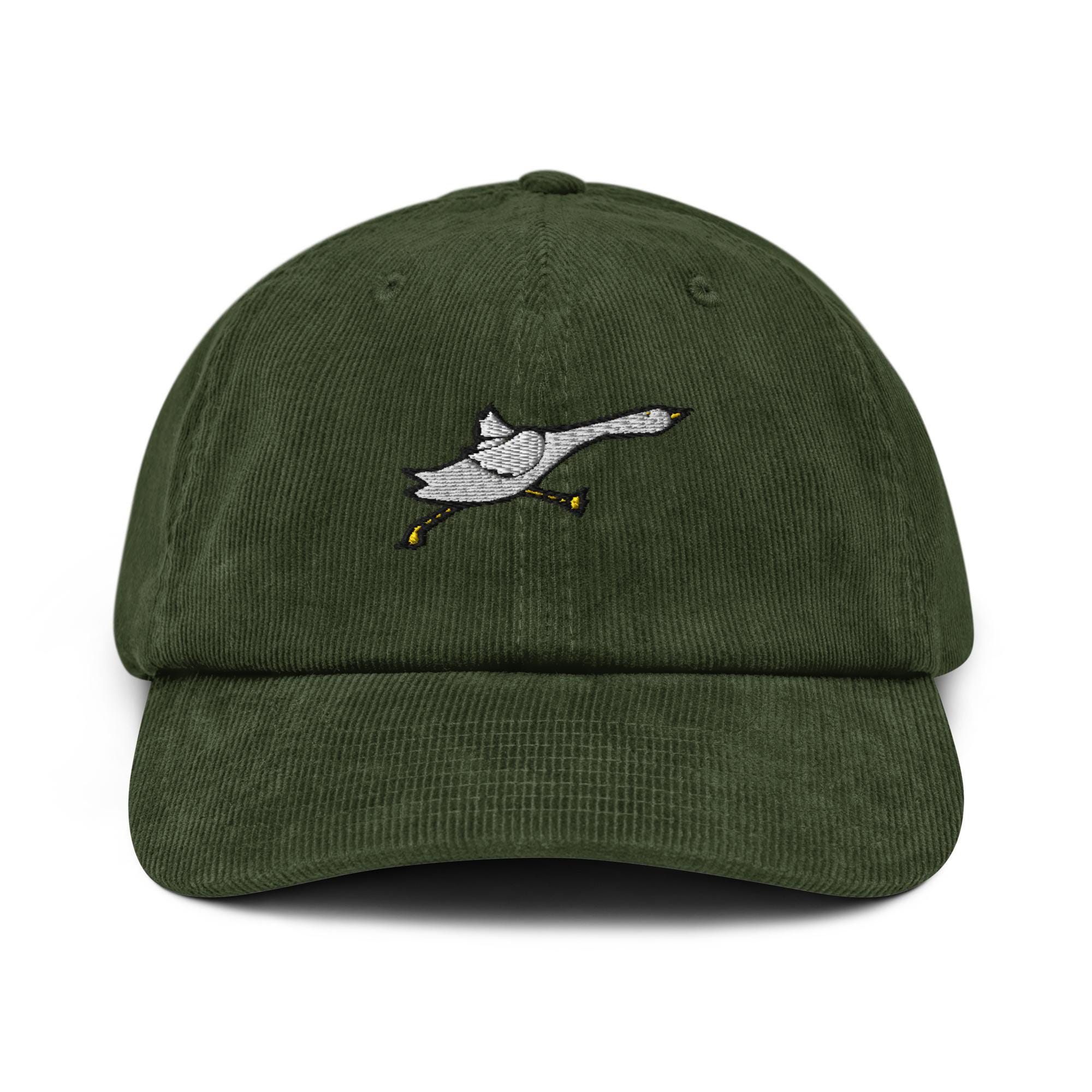 Running Emden Goose Embroidered Corduroy Hat - 100% Cotton Corduroy in Variety of Colors Wardrobe Essential