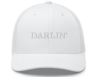 Darlin Embroidered Retro Trucker Hat - Structured with Mesh Back in Variety of Colors