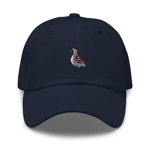 Gambel's Quail Embroidered Dad Cap: Chino Cotton Twill Adjustable Unisex Hat