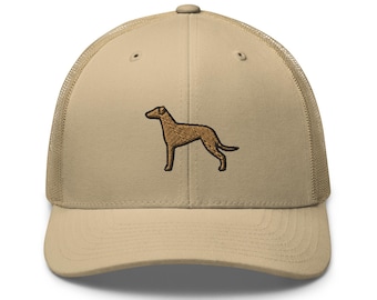 Greyhound Embroidered Retro Trucker Hat - Structured with Mesh Back in Variety of Colors