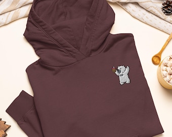 Boba Polar Bear Embroidered Hoodie: Heavy Blend Cotton-Poly, Unisex Fit