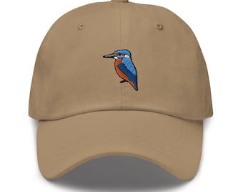 Kingfisher Bird Dad Hat - Custom Embroidered Chino Cotton Twill Baseball Cap - Ornithology Birdwatcher Gift