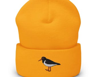 Eurasian Oystercatcher Embroidered Cuffed Beanie - Warm and Stylish Headwear in Variety of Colors