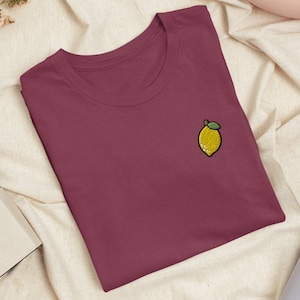 Yellow Lemon Embroidered T-Shirt with Comfortable Stretch - Soft, Lightweight, Variety of Colors