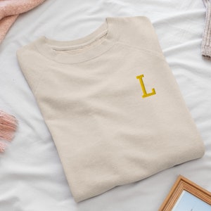 Sudadera con cuello redondo y letras bordadas de la universidad - Algodón suave - Variedad de colores