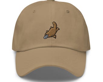 Platypus Embroidered Dad Cap: Chino Cotton Twill Adjustable Unisex Hat