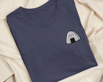 Kawaii Onigiri Embroidered T-Shirt: Lightweight Cotton, Unisex Fit