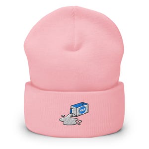 Bonnet à revers brodé en carton de lait renversé - Chapeaux chauds et élégants dans une variété de couleurs - Silly Dairy Drama