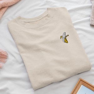Peeled Banana Embroidered Crew Neck Sweatshirt - Soft Cotton - Variety of Colors