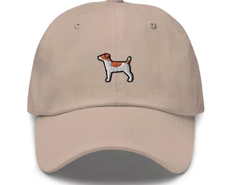 Casquette papa brodée Jack Russell Terrier - Design tendance non structuré - Sergé de coton chino confortable dans une variété de couleurs