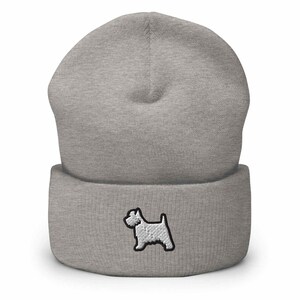 West Highland White Terrier Embroidered Cuffed Beanie: Cozy Unisex Winter Cap