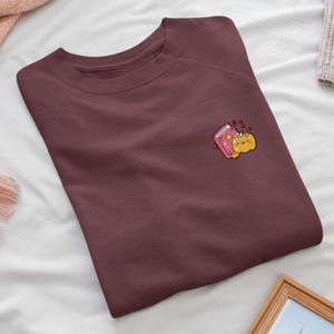 Book Reading Pumpkin Embroidered Crew Neck Sweatshirt - Soft Cotton - Variety of Colors - Cute Fall and Halloween Design