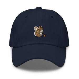 Squirrel with Precious Acorn Embroidered Dad Cap: Chino Cotton Twill Adjustable Unisex Hat