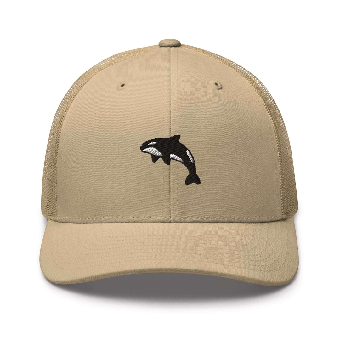 Orca Killer Whale Embroidered Retro Trucker Hat - Structured With Mesh ...