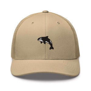 Orca Killer Whale Embroidered Retro Trucker Hat Structured with Mesh Back in Variety of Colors