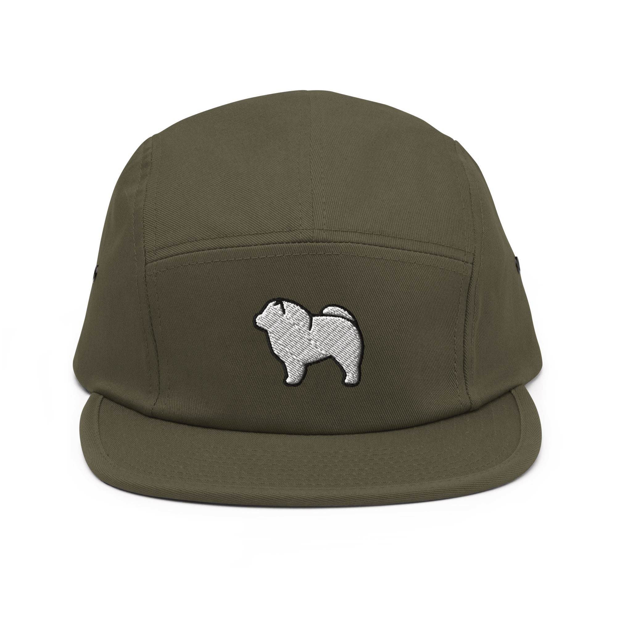 Chow Chow  Embroidered 5‑Panel Cotton Camper Cap: Adjustable Fit
