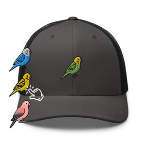 Casquette trucker brodée Bourke's Perruche et Budgie : Casquette rétro structurée avec dos en maille