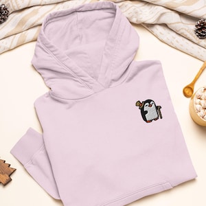Felpa con cappuccio in misto pesante ricamata Sir Penguin - Elegante e morbido cotone - Varietà di colori