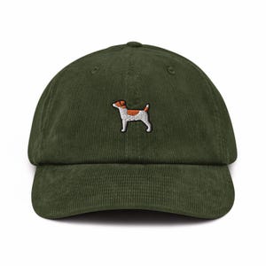 Jack Russell Terrier Embroidered Cotton Corduroy Hat: Adjustable Fit