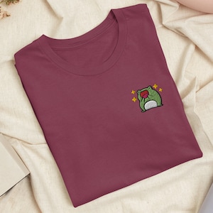 Excited Frog Besticktes T-Shirt mit bequemem Stretch - weich, leicht, verschiedene Farben