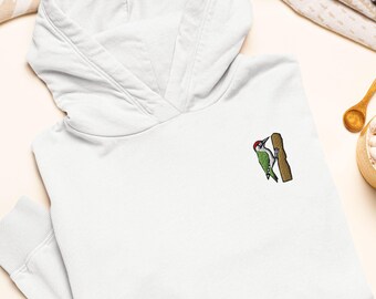 European Green Woodpecker (Picus viridis) Embroidered Hoodie: Heavy Blend Cotton-Poly, Unisex Fit