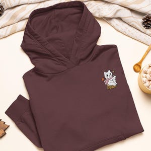 Cozy Fall Cat Embroidered Heavy Blend Hoodie - Stylish Soft Cotton - Variety of Colors - Autumn Cat Lover Gift