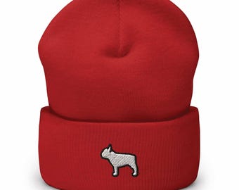 Geborduurde beanie Franse bulldog: gezellige uniseks wintermuts