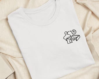 Confused IKEA Man Embroidered T-Shirt: Lightweight Cotton, Unisex Fit