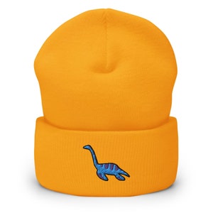 Plesiosaurus Embroidered Cuffed Beanie - Warm and Stylish Headwear in Variety of Colors